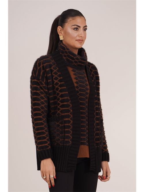Cardigan in misto lana Love To Love by Gai Mattiolo | LT09NERO/BISCOTTO
